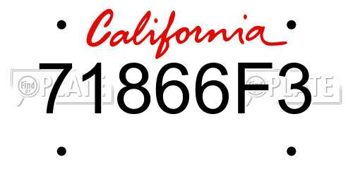 71866F3 California License Plate