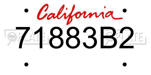 71883B2 California License Plate