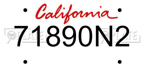 71890N2 California License Plate