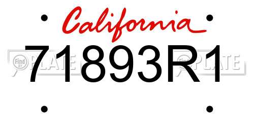 71893R1 California License Plate
