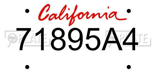 71895A4 California License Plate