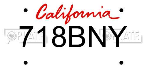 718BNY California License Plate