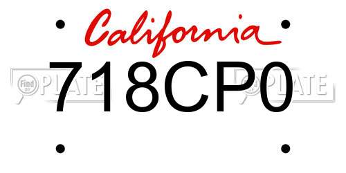 718CP0 California License Plate