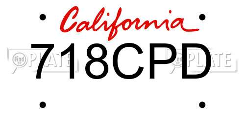 718CPD California License Plate