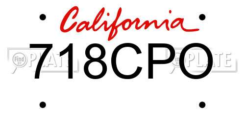 718CPO California License Plate