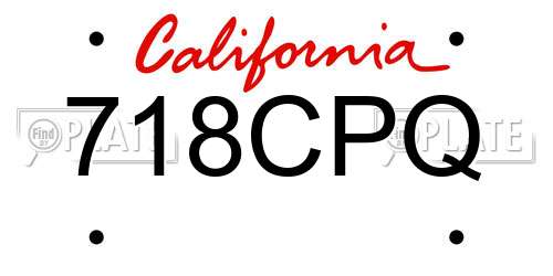 718CPQ California License Plate