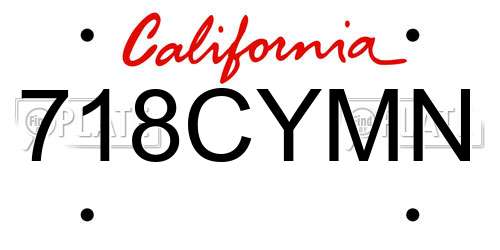 718CYMN California License Plate