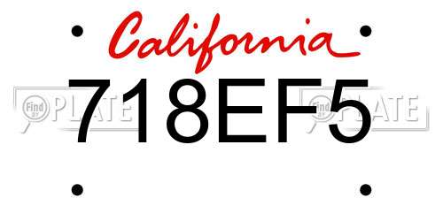 718EF5 California License Plate