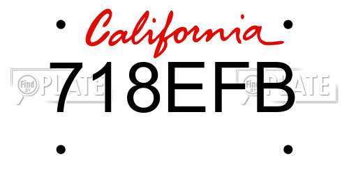 718EFB California License Plate