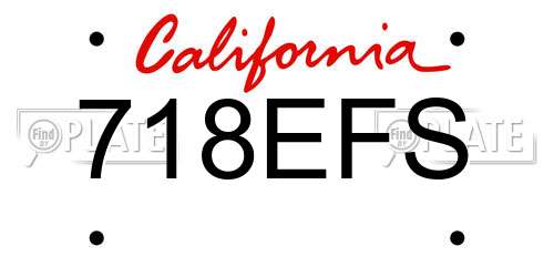 718EFS California License Plate