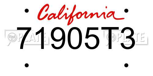 71905T3 California License Plate