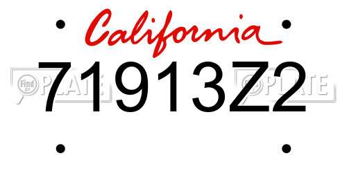 71913Z2 California License Plate