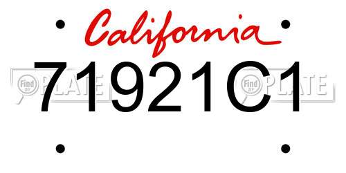 71921C1 California License Plate