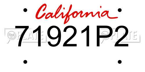 71921P2 California License Plate