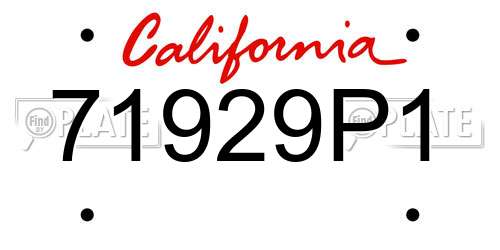 71929P1 California License Plate