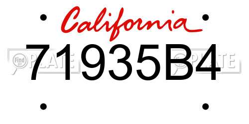 71935B4 California License Plate