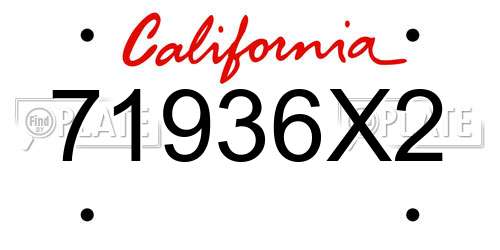 71936X2 California License Plate