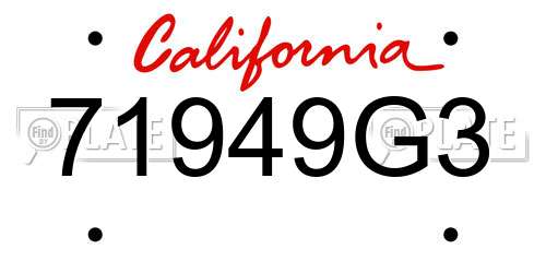 71949G3 California License Plate