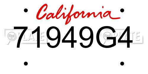 71949G4 California License Plate
