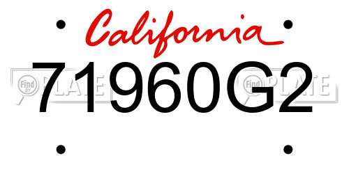 71960G2 California License Plate