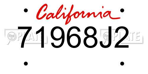 71968J2 California License Plate