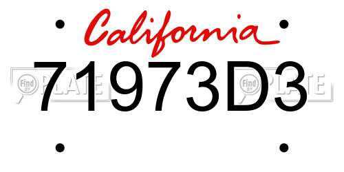 71973D3 California License Plate