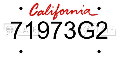 71973G2 California License Plate