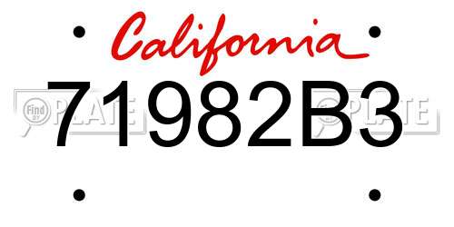 71982B3 California License Plate