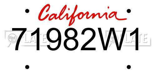 71982W1 California License Plate