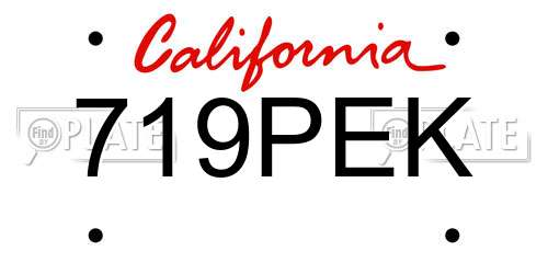 719PEK California License Plate