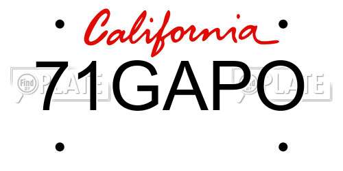 71GAPO California License Plate
