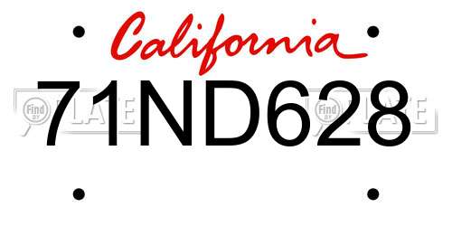 71ND628 California License Plate