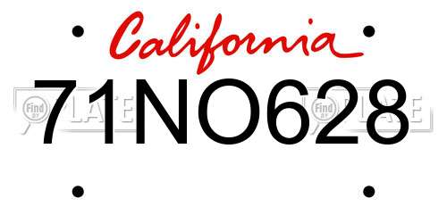71NO628 California License Plate