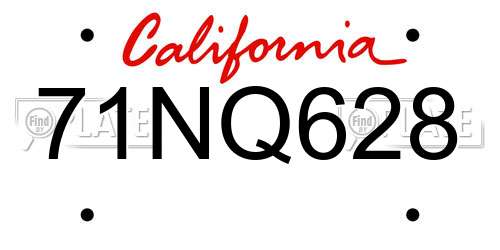 71NQ628 California License Plate