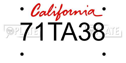 71TA38 California License Plate