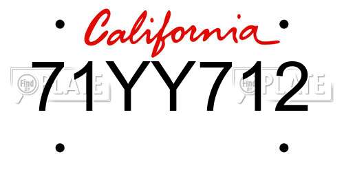 71YY712 California License Plate
