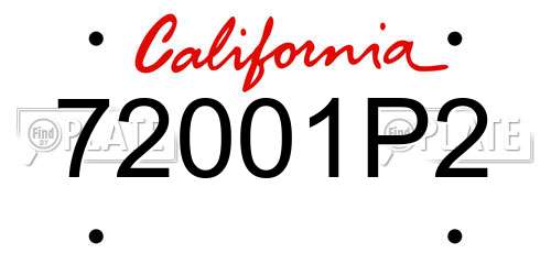 72001P2 California License Plate