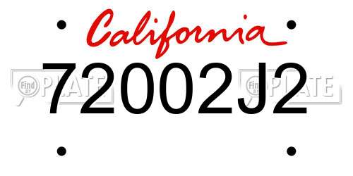 72002J2 California License Plate