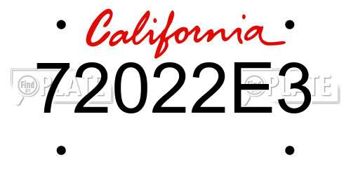 72022E3 California License Plate