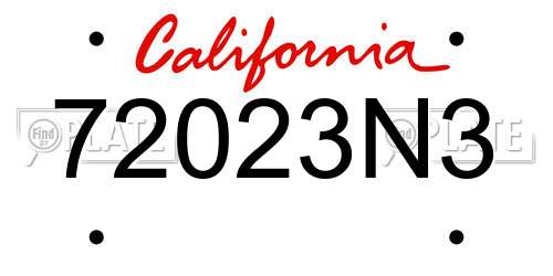 72023N3 California License Plate