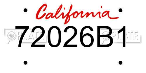 72026B1 California License Plate