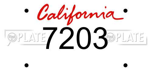 7203 California License Plate