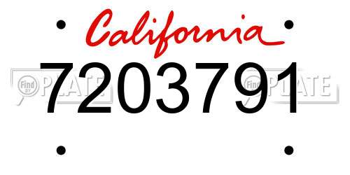 7203791 California License Plate