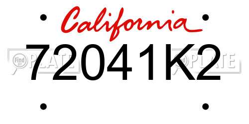 72041K2 California License Plate