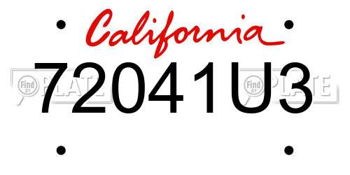72041U3 California License Plate