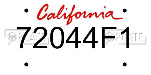 72044F1 California License Plate
