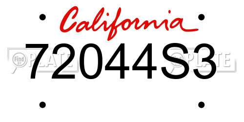 72044S3 California License Plate