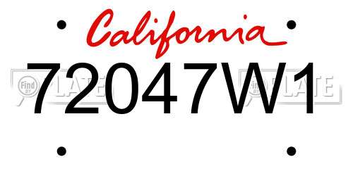 72047W1 California License Plate