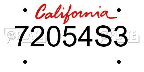 72054S3 California License Plate