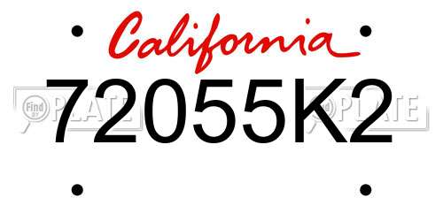 72055K2 California License Plate